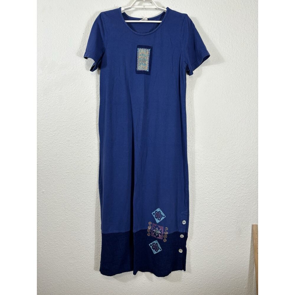 Reminisce Maxi Dress Size‎ M Cotton Blue Lagenlook Minimalist Artsy Vintage Y2K
